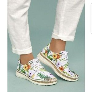 FREE PEOPLE JACKSON WHITE TROPICAL PRINT SNEAKER